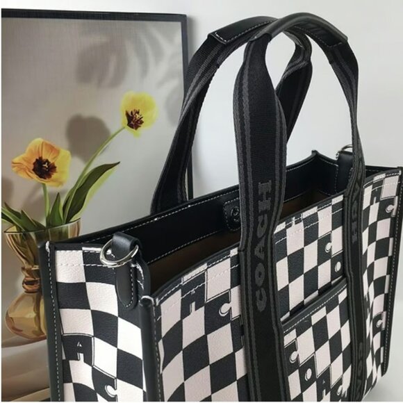 Coach Black and White Messenger Bag with Checkered Design - Picture 3 of 5
